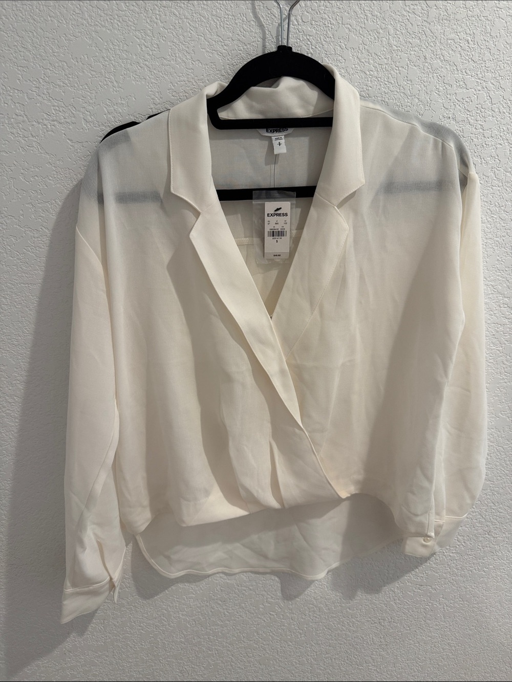 Express Sheer Cream Surplice Blouse